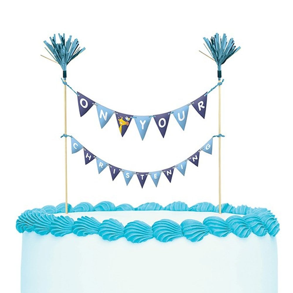 On Your Christening Bunting Topper - Blue