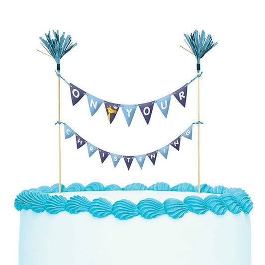 On Your Christening Bunting Topper - Blue