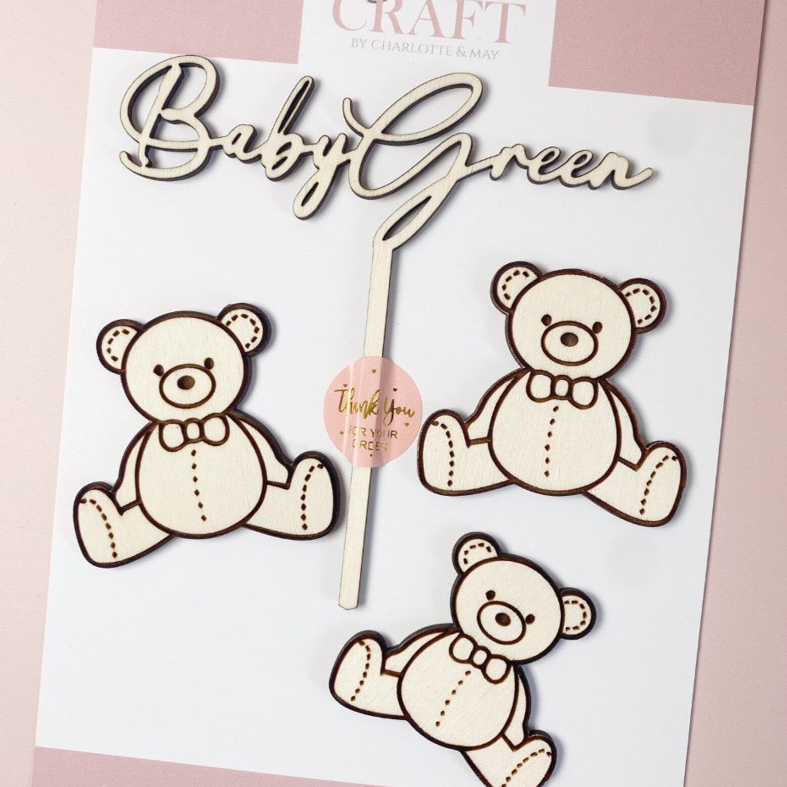 Wooden Teddy Bear Topper Set