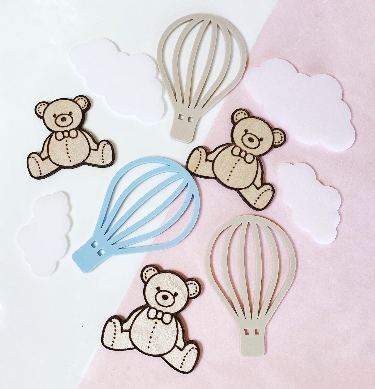 Teddies, Clouds & Hot Air Balloons Topper Set